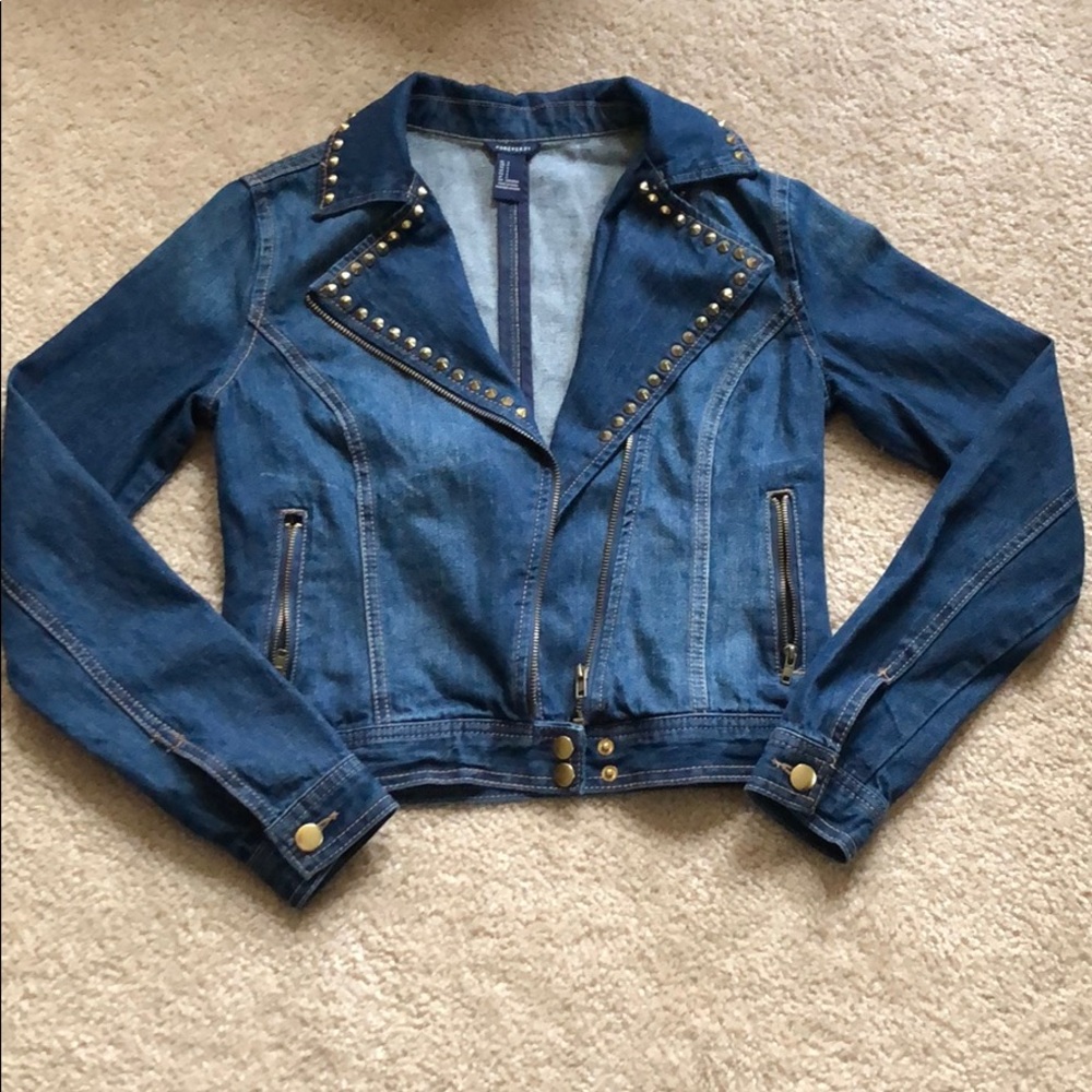 Forever 21 jean jacket with spikes